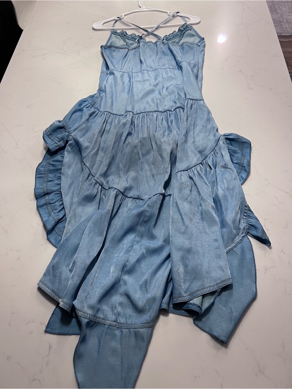 Light Blue Ruffle High-Low Dress - Picture 13 of 15